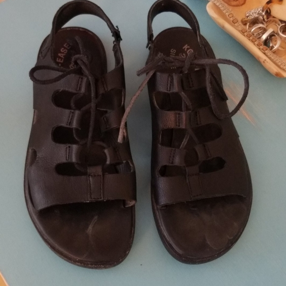 Kork-Ease Shoes - Kork-ease black leather lace-up sandals